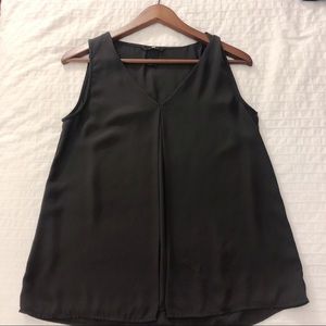 Black Sleeveless Blouse with Paneling.